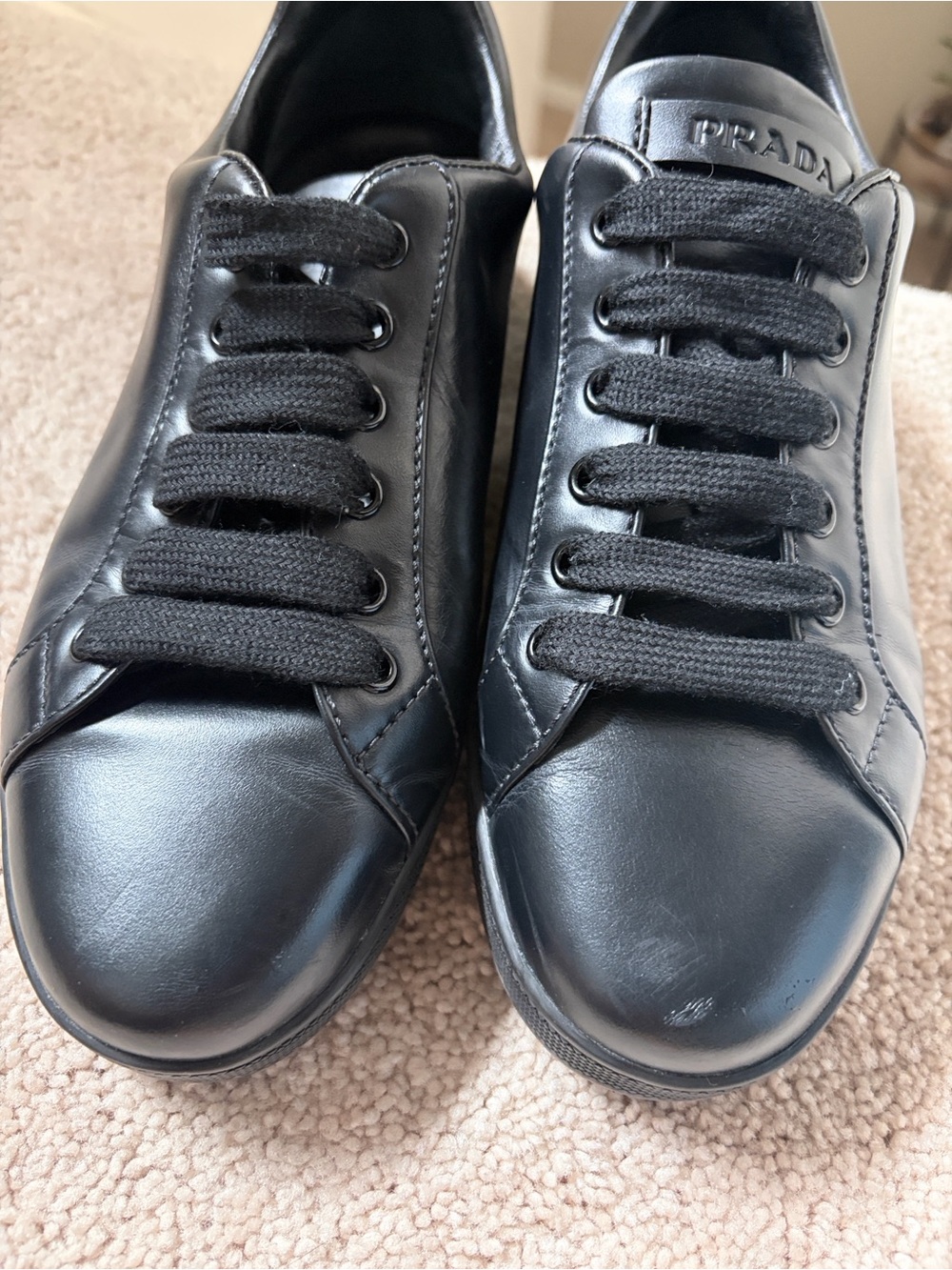 Prada Black Smooth Leather Low-Top Sneakers